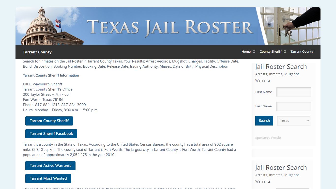 Tarrant County | Jail Roster Search